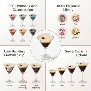 Luxury Martini Glass Scented Soy Wax <b>Candle</b> Realistic Cocktail Design For Bar Cart Decor Wholesale Private Label Premium <b>Set</b> - Product Image 2