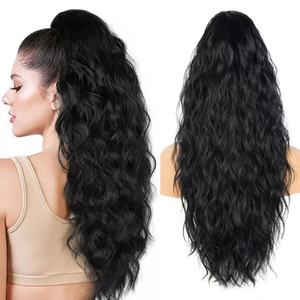 Extensão de Cabelo Rabo de Cavalo com Clipe e Cordão, Longa, Ondulada e Cacheada, Fibra Sintética de Alta Temperatura, Aplique de Cabelo para Mulheres - Product Image 5