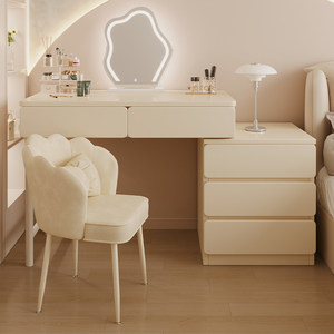 Ensemble de coiffeuse moderne blanc avec miroir LED éclairé, tabouret et <span class=keywords><strong>3</strong></span> <span class=keywords><strong>tiroirs</strong></span>, meuble de maquillage mural pour chambre et salle de bain - Product Image 1