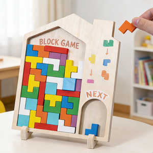 Juego de rompecabezas de madera Fire Rat Block para niños, juguete de construcción 3D Tetris, regalo educativo para niños de 3 a 6 años - Product Image 2