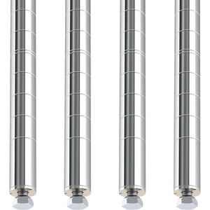 Poteaux empilables de style industriel Alera ALE pour étagères métalliques certifiées NSF, à assembler par enclenchement, 36 pouces de haut, argent (lot de 4) - Product Image 4