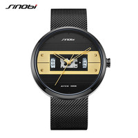 Montre de luxe pour homme SINOBI, boîtier en alliage, bracelet en maille, mouvement à quartz haute précision, étanche, logo personnalisé, montre-bracelet OEM ODM