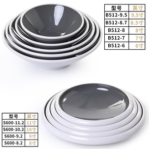 Tazón Redondo de Melamina Gris y Blanco, Duradero para Uso Diario, Té y Comida de Hotel - Product Image 5
