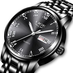 Orologio da Uomo LG9846 al Quarzo, Business, Nero, Acciaio Inossidabile, Quadrante 42mm, Display Settimanale, Numeri Romani, Calendario Classico + Confezione Regalo - Product Image 1