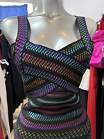 GX2312 Robe courte de soirée sexy pour femmes, vêtements de boutique de qualité supérieure, sans manches, couleur unique, patchwork, robe de fête