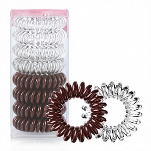 <span class=keywords><strong>Invisibobble</strong></span> Sweet Traceless Spiral Hair Ties, attaches pour cheveux en spirale sans traces, maintien <span class=keywords><strong>élastique</strong></span> fort, pour tous types de cheveux, unisexe, lot de 8 (transparent et marron) - Product Image 5