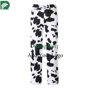 Pantalones vaqueros largos Vintage para <span class=keywords><strong>mujer</strong></span>, ropa de calle holgada de <span class=keywords><strong>vaquero</strong></span> para <span class=keywords><strong>mujer</strong></span>, pantalones de pierna ancha holgados de cintura alta con bolsillo y estampado de vaca - Product Image 2