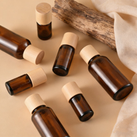 Flacon d'huile essentielle Lotus Cover de 5 ml à 100 ml, bouteille en verre ambré avec couvercle antivol en bambou et en bois