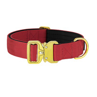 Collier pour chien en nylon rembourré en néoprène réglable et résistant avec boucle en métal doré