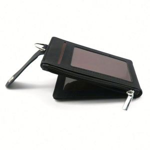 Étui portefeuille multi-fentes en cuir PU personnalisé avec porte-cartes d'identité pliable et porte-badges rétractables avec cordons en polyester - Product Image 5