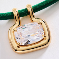 Collier ras du cou en acier inoxydable tressé avec pendentif rectangulaire en or et zircon cubique, délicat pour femme, idéal comme cadeau