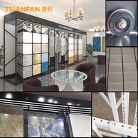 Großhandel benutzer definierte Schiebe boden Push Pull Keramik fliesen Display Rack Showroom mit Haken Fliesen Wand Display Fliesen Showroom Displays