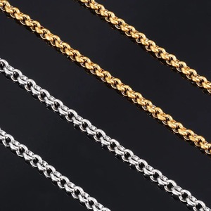 Collier ras du cou étanche multicolore en acier inoxydable, chaîne ronde, boucle, câble, vintage, creux, Rolo, accessoires de bijouterie - Product Image 5