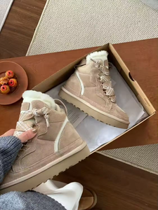 Chaussures en coton tendance de haute qualité 2025, unisexes, bottes d'hiver à lacets, bottes de neige de haute qualité, laine super chaude, confortables - Product Image 3