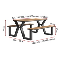 Ensemble de salle à manger d'extérieur moderne en métal imperméable combinaison de bancs de table longs pour restaurant et jardin