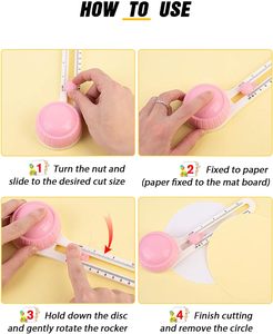 Công cụ cắt vòng tròn 250419 cho hàng thủ công giấy, dao cắt tròn xoay 360 °, dao cắt giấy tròn thủ công tự làm - Product Image 6