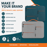 Étui pour ordinateur portable personnalisé OEM multi-poches avec protection à 4 couches, 3 poches avant zippées pour le bureau, les trajets domicile-travail et les voyages