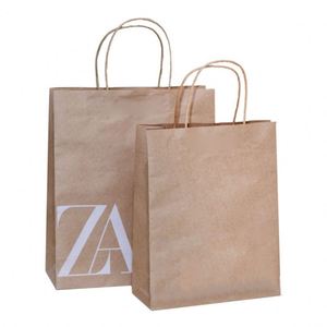 Single Color Name logo Printing Small Quantity Cheap Natual Color Bag 120gsm Kraft Paper Gift Bags Custom - Product Image 1