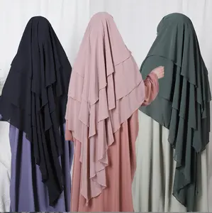 Limanying factory Supply new design well made ready to ship three layer overhead hijab khimar