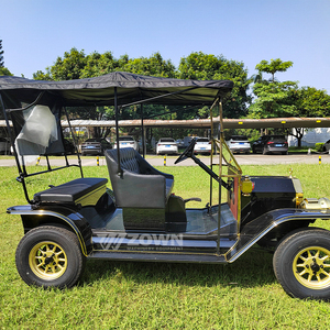 Carro Eléctrico Turístico Vintage de 4 Plazas con Techo Abierto, Color Verde Oscuro, con Certificación CE, Buggy Retro para Villas, Bodas, Resorts, Parques y Lugares Turísticos - Product Image 1