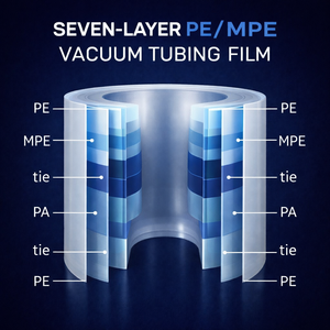 Película de Tubo al Vacío Coextruida Simétrica de Siete Capas PA/PE, Corte a Medida, para Fabricación de Bolsas, Transparente, Lisa, EVOH Imprimible, para Alimentos - Product Image 2