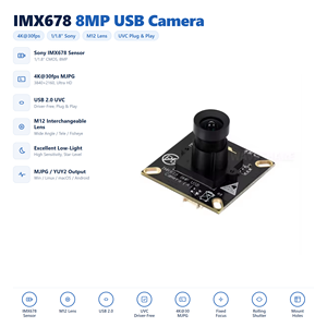 HT Chpboard Waveshare IMX678 8MP M12 โมดูลกล้อง USB เซ็นเซอร์ชิปพอร์ต USB2.0 ความไวที่ดีขึ้นในสภาพแสงน้อย - Product Image 1