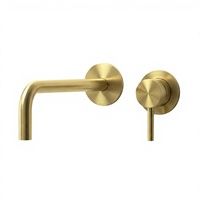 Robinet de lavabo mural monocommande contemporain en or brossé, acier inoxydable 304, mitigeur de lavabo moderne, accessoires de salle de bain de qualité