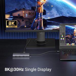แท่น USB แบบ10 in 1 4K 60Hz 8K30Hz เดี่ยว100W PD 5Gbps พร้อมกิกะบิตอีเธอร์เน็ตที่มีอยู่ - Product Image 5