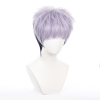Perruque de cosplay Ainizi de 30 cm, courte, violette mélangée à du noir, personnage de Mitsuya Takashi, de Tokyo Revengers