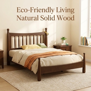 <span class=keywords><strong>Lit</strong></span> pour enfant en bois <span class=keywords><strong>de</strong></span> noyer massif <span class=keywords><strong>de</strong></span> style mid-century, taille complète, écologique, avec tête <span class=keywords><strong>de</strong></span> <span class=keywords><strong>lit</strong></span> à tiges, durable et sûr pour les hôtels et les chambres à coucher à domicile - Product Image 1