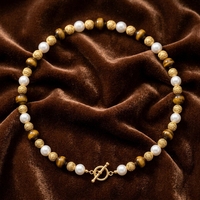 Collier ras du cou personnalisé OEM/ODM en gros, plaqué or, avec perles œil de tigre