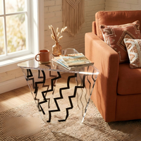 Mesa de Centro Moderna de Acrílico de Lujo para Sala de Estar, Mesa Auxiliar Transparente de Esquina, Mueble Creativo para Dormitorio con Estante de Almacenamiento