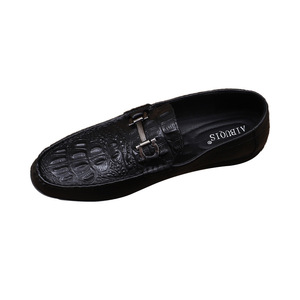 Mocassins pour hommes à imprimé crocodile, bout rond, à enfiler, en cuir, semelle extérieure souple en caoutchouc, chaussures décontractées de printemps - Product Image 4