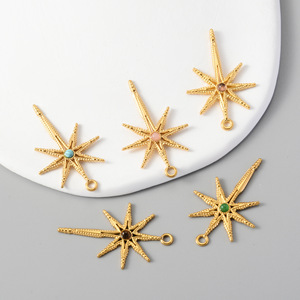 Ciondolo a Stella <span class=keywords><strong>in</strong></span> Acciaio Inossidabile con Pietra Naturale, Charm Placcato <span class=keywords><strong>Oro</strong></span> 18K per Creazione di Gioielli Fai-da-Te - Product Image 2