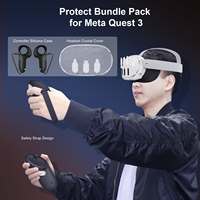 Kit d'accessoires pour casque de réalité virtuelle tout-en-un, étui transparent, anti-poussière, couverture de confidentialité portable, coussin facial en silicone pour manette de jeu