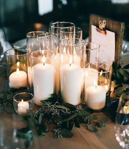 Centres de table de mariage, cylindre en verre, porte-bougies flottants, vases cylindriques en verre avec bougies flottantes - Product Image 6