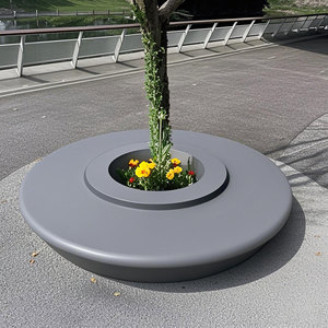 696B Wooden seat Chair tree planter flowerpot Modern Furniture tree pot Public Leisure Chair For Shopping Mall <b>garden</b> - Product Image 6
