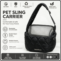 Sac de transport pour animaux de compagnie en nylon matelassé avec plusieurs poches de rangement, laisse de sécurité, sangle réglable pour petits chiens, déplacements, voyages, ODM