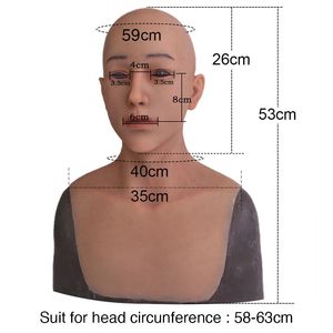Suministro directo de fábrica, máscara facial realista de silicona Yong Man, accesorios para fiesta de Halloween, máscara de cara completa para <span class=keywords><strong>hombre</strong></span> descubierta, travesti - Product Image 4
