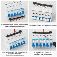 Barre omnibus modulaire à épissure série DPN+2P, type broche, en cuivre, pour boîtier de distribution, connexion MCB, sans découpe, CE