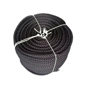 Black polyester 3strands twisted rope 16mm for Marine boat yacht