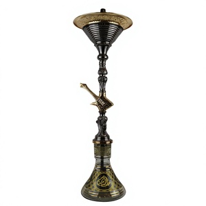 Chicha Khalil Mamoon 91 cm – Chicha égyptienne haut de gamme artisanale en forme de guitare avec tige en laiton bicolore - Product Image 1