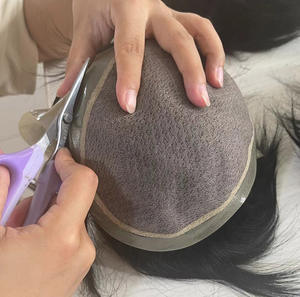 شعر مستعار للرجال شعر مستعار للرجال غير مرئي طبيعي من الحرير الكامل شعر مستعار أسود مسترسل للرجال - Product Image 3