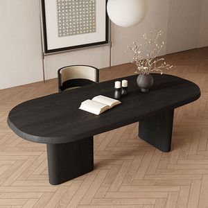 Solid Wood Dining <b>Table</b> Rectangle Stable Baking Paint For Home Office Use - Product Image 3