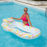 Fauteuil flottant gonflable personnalisable avec appui-tête en maille et fragments colorés, hamac aquatique pour adultes, idéal pour piscine et plage en été