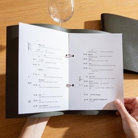 Sampul Menu Kulit PU Personalisasi Dengan Binder, Penyangga Menu Restoran untuk Makanan & Minuman, Penyangga Menu Kafe Bar, Buku Menu