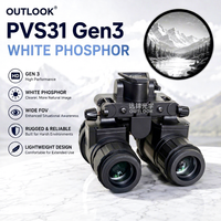 OUTLOOK Gen 3 PVS-31 Teropong Penglihatan Malam P45 Fosfor Auto-Gated Resolusi Tinggi IP67 Tahan Air Pembesaran 1x Jangkauan 300m
