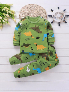 Vêtements pour enfants Printemps Automne Unisexe Ensemble 2 pièces T-shirt et pantalon Sous-vêtements en pur coton Pyjamas décontractés pour garçons et filles - Product Image 5