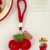 Porte-clés en peluche fruit mignon avec cordon de poignet, breloque de sac à main en forme de fruit doux et rembourré, logo personnalisé, vente en gros pour cadeau souvenir