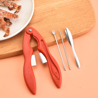 Ensemble d'outils de fruits de mer écologiques 4 pièces en métal + PP Gadgets de cuisine Décortiqueur de noix Homard Crabe Craquelins Clips Griffe de jambe de noyer